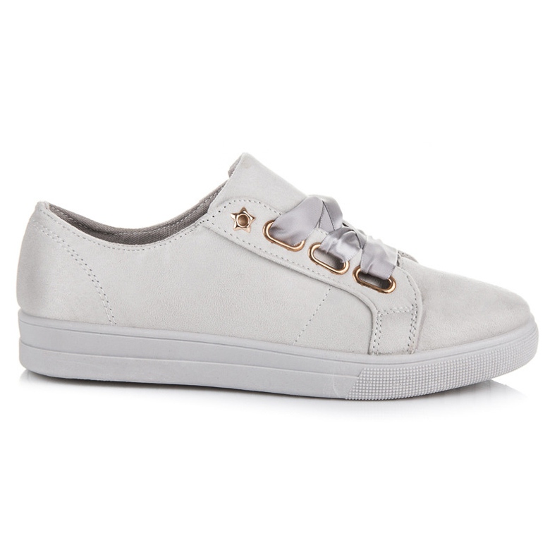 Ideal Shoes Deportivas de ante con lazo gris