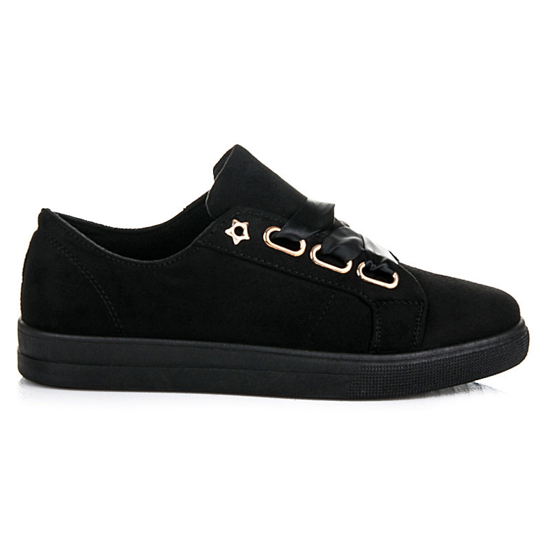 Ideal Shoes Deportivas De Ante Con Lazo negro