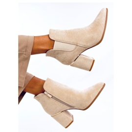 Croix Botines tacón punta almendra beige - Inello