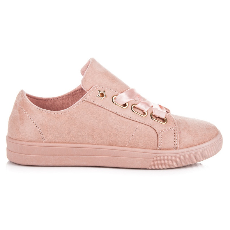 Ideal Shoes Deportivas de ante con lazo rosado