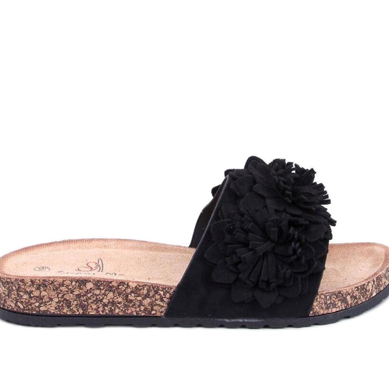 Sandalia Chanclas de corcho con flores Sebill Negro - Inello