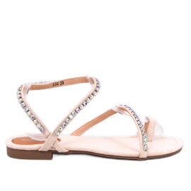 Ayless Sandalias chanclas beige con pedrería - Inello