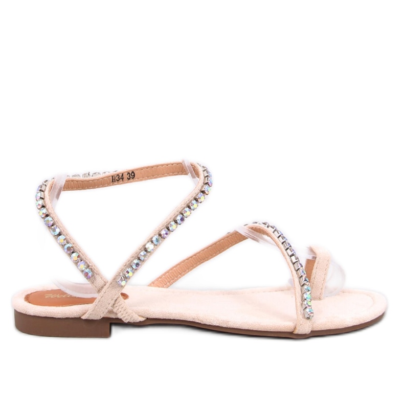Ayless Sandalias chanclas beige con pedrería - Inello
