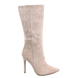 Botas stiletto clásicas de ante Marissa Khaki - Inello beige