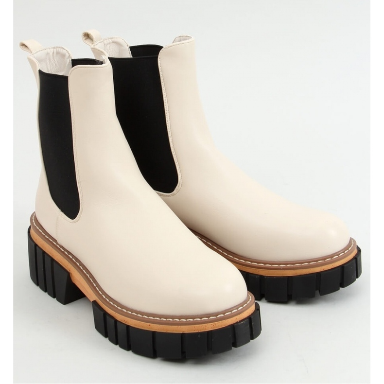Botas Chelsea mujer color crema NS228P Beige - Inello