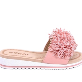 Sandalia Mules cuña flores Ragnes Rosa - Inello