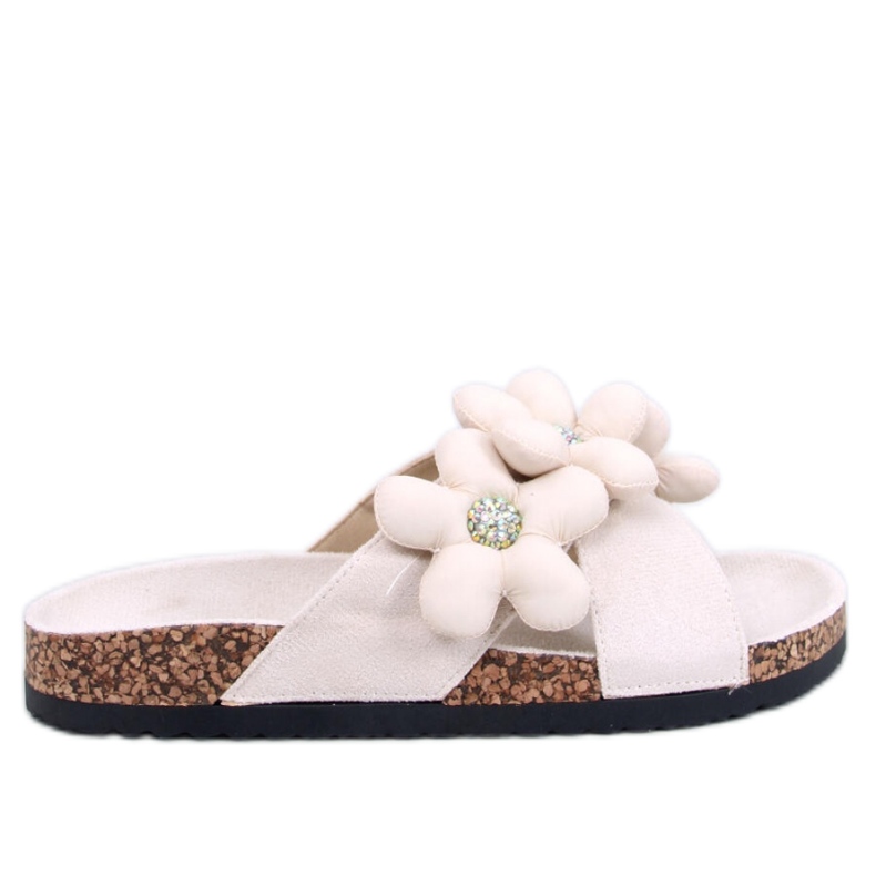 Sandalia Chanclas de corcho con cojín flores Charss Beige - Inello