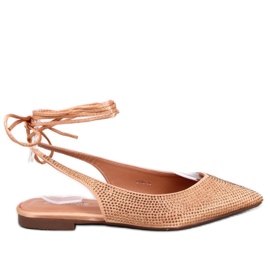 Bailarinas con pedrería tacón abierto Vonda Champagne - Inello amarillo