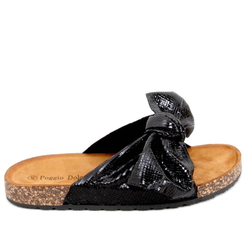 Sandalia Chanclas de corcho con lazo Amur Negro - Inello
