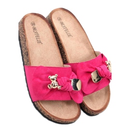 Sandalia Chanclas de corcho con osito Loups Fucsia - Inello rosado