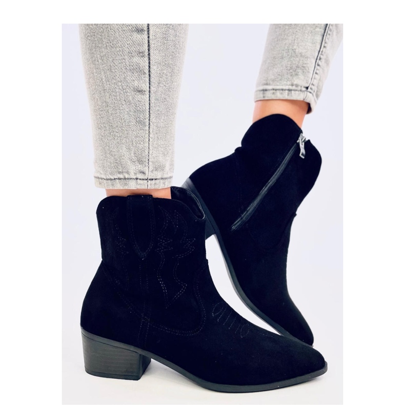 Botas cowboy mujer serraje Poirot Negro - Inello
