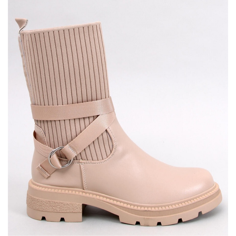 Botines Shaffer Caqui con parte superior elástica - Inello beige