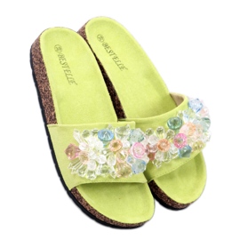 Sandalia Chanclas de corcho con piedras Maliv Green - Inello verde