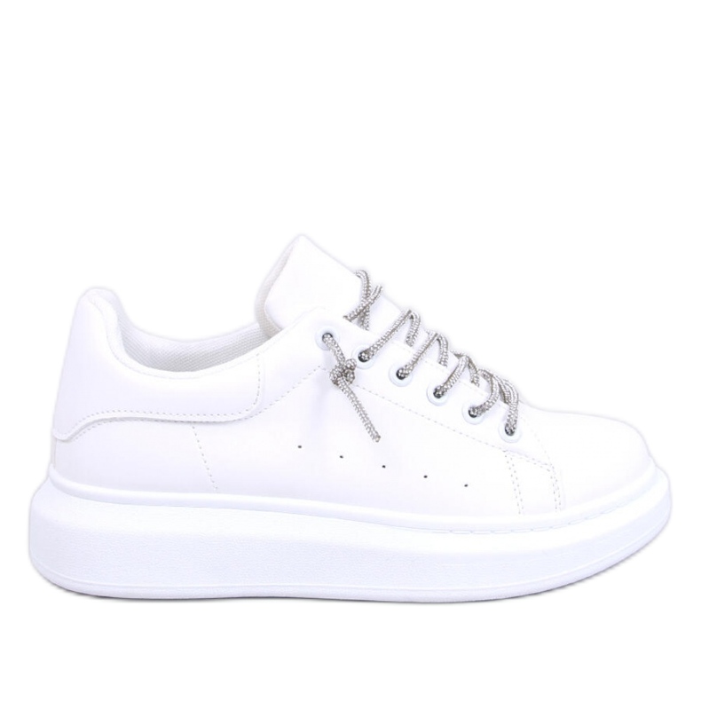 Deportivas con cordones de cristal Serie BLANCO/PLATA - Inello