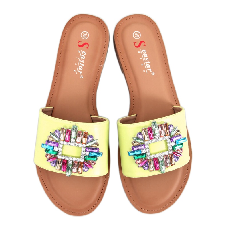 Sandalia Chanclas con piedras de colores Lowell Verde - Inello