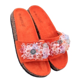 Sandalia Chanclas de corcho con piedras Maliv Naranja - Inello