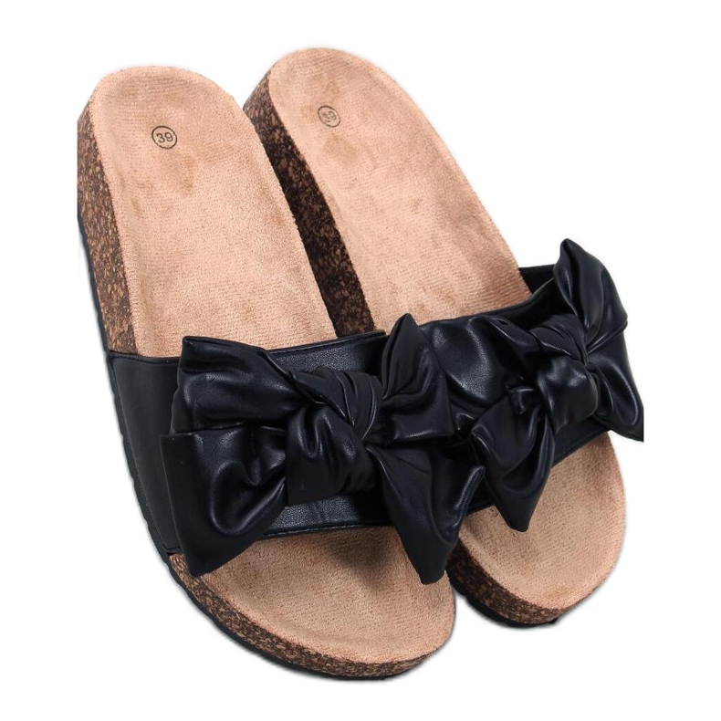 Bussi Chanclas de corcho negro con lazo - Inello