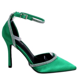 Salón stilettos Conway Green con pedrería - Inello verde
