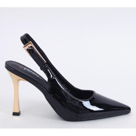 Stilettos de charol con tacón abierto Mariot Negro - Inello