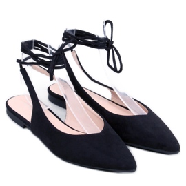 Dentoni Bailarinas negras con cordones - Inello negro