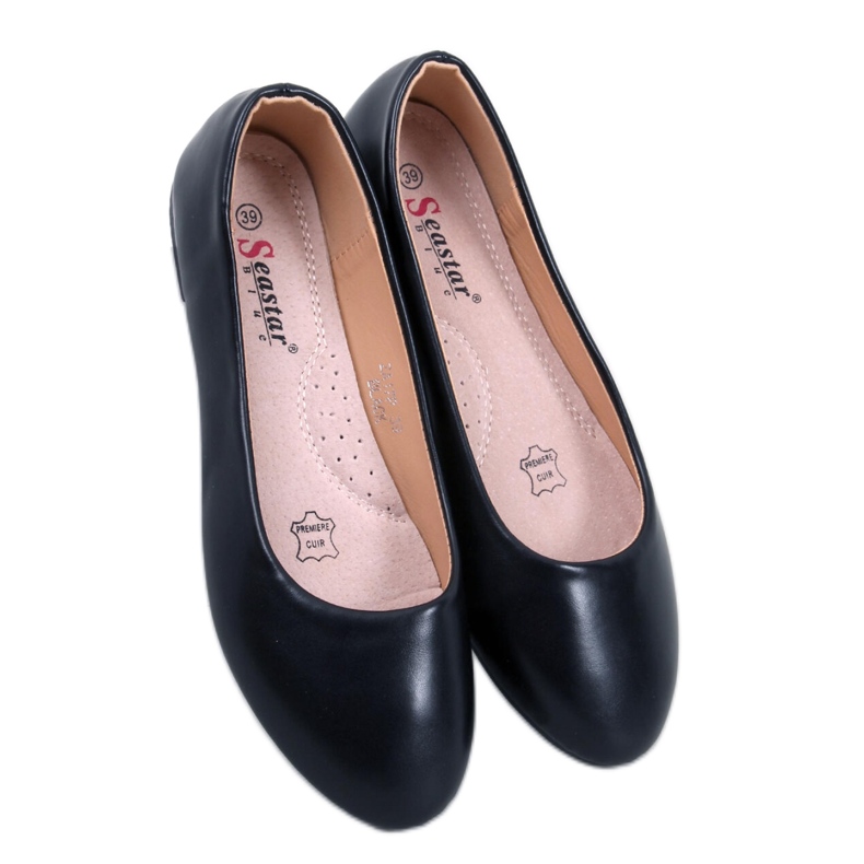 Bailarinas con aplicación de piel Tova Negro - Inello
