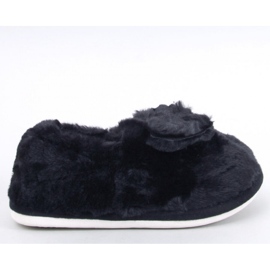 Pantuflas de pelo con lazo Emres Negro - Inello