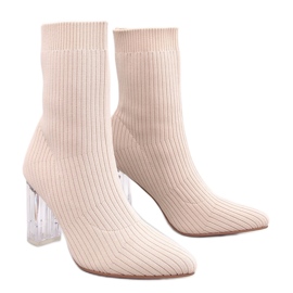 Destani Botas calcetín tacón transparente beige - Inello