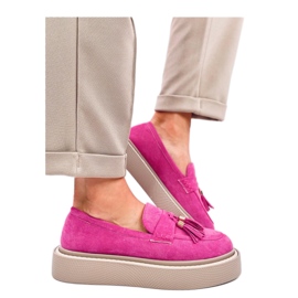 Mocasín plataforma Trinity Fucsia con flecos - Inello rosa