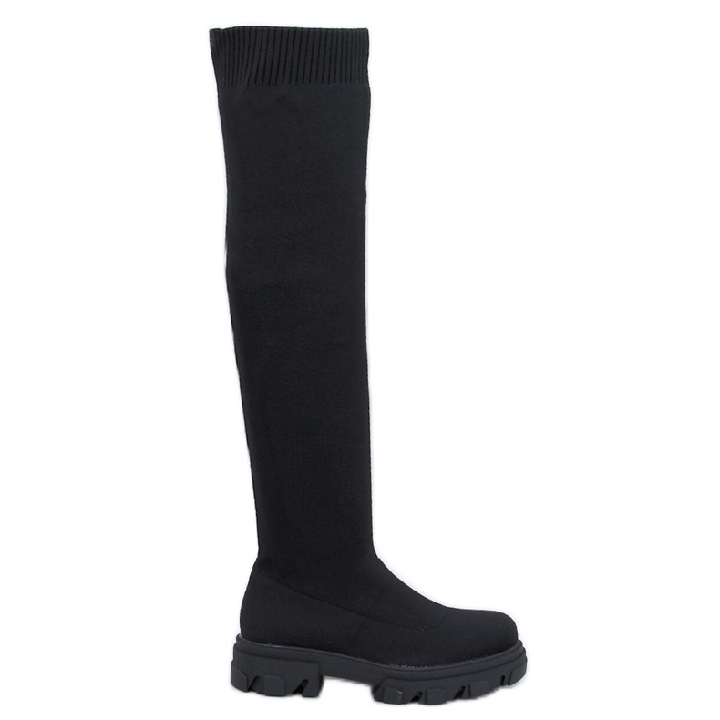 Nusses Botas negras por encima de la rodilla con parte superior flexible negro