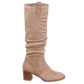 Botas con volantes Pinsoni Kaki beige