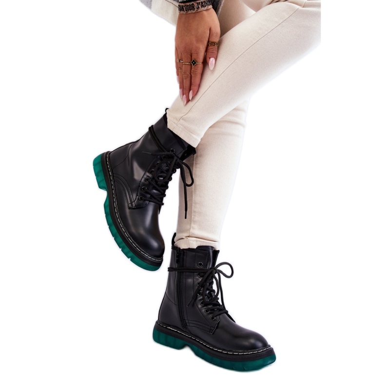Step in style Botas militares Modelo Trinah 22BT35-5079 Negro_Verde - Paso con estilo