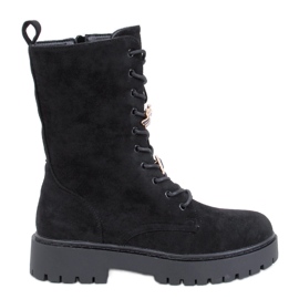 Centro Botas negras con cordones y pajarita negro