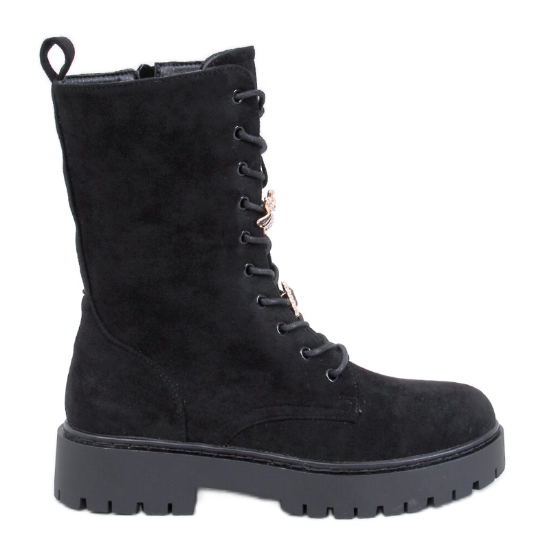 Centro Botas negras con cordones y pajarita negro
