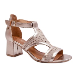Sandalias tacón Maciejka Beige/Dorado