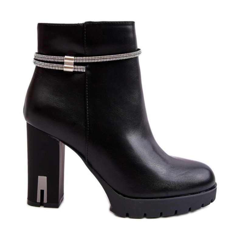 Botines de mujer de tacón con adorno Negro