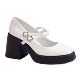 Zapatos de tacón grueso blancos