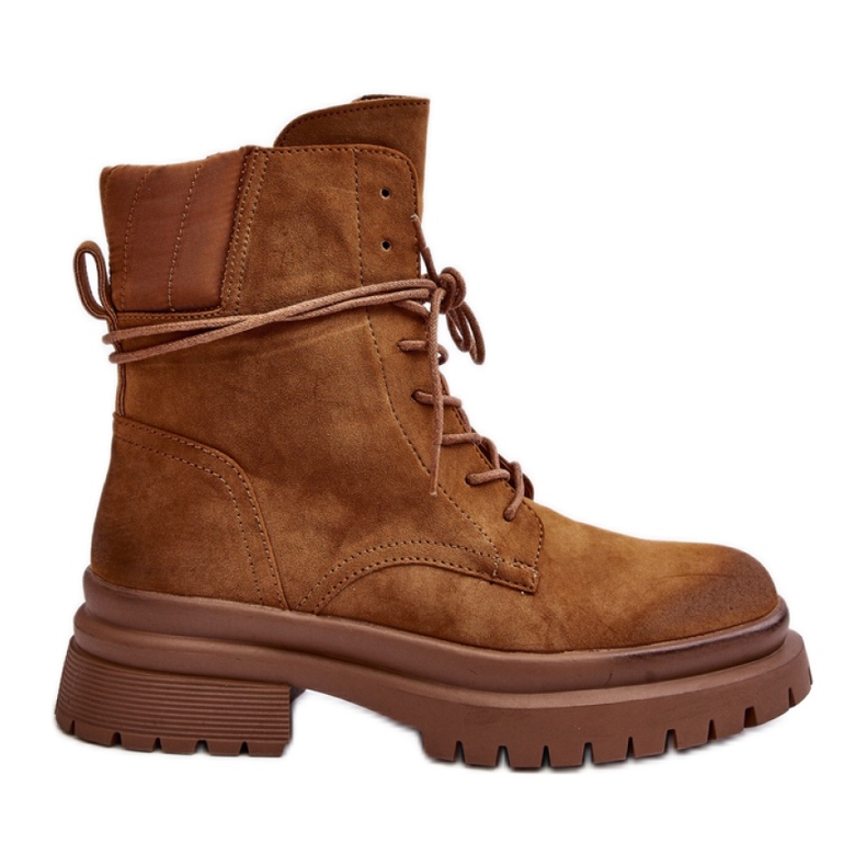 Botines de mujer marrones con suela gruesa. marrón