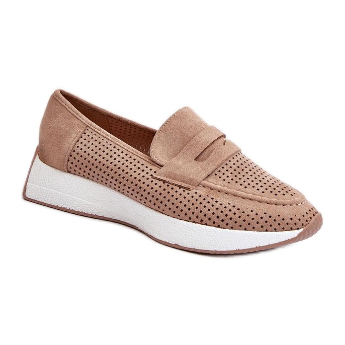 Mocasines de plataforma beige para mujer