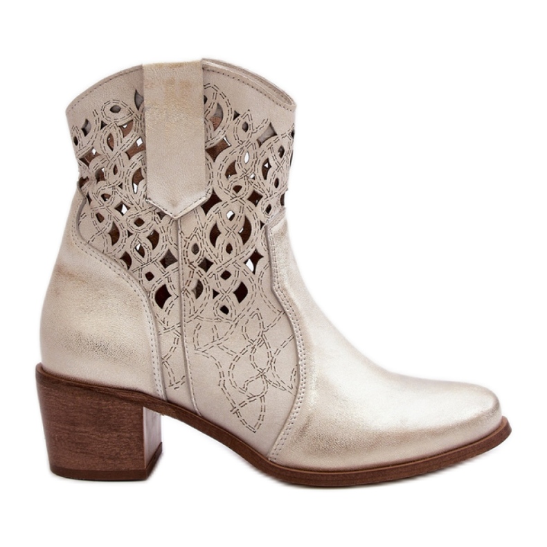 Botines de mujer Zazoo con pala calada, dorado Botines de mujer Zazoo con pala calada, dorado
