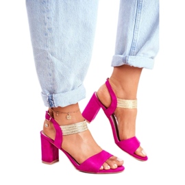 Sandalias tacón mujer Fucsia rosado
