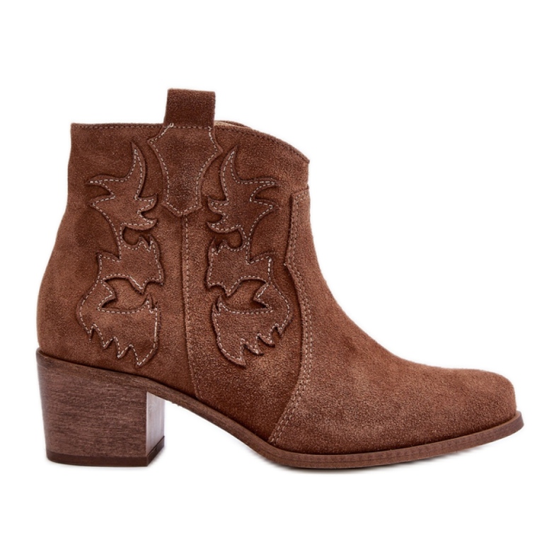 Botines tacón bajo mujer Zazoo Marrón
