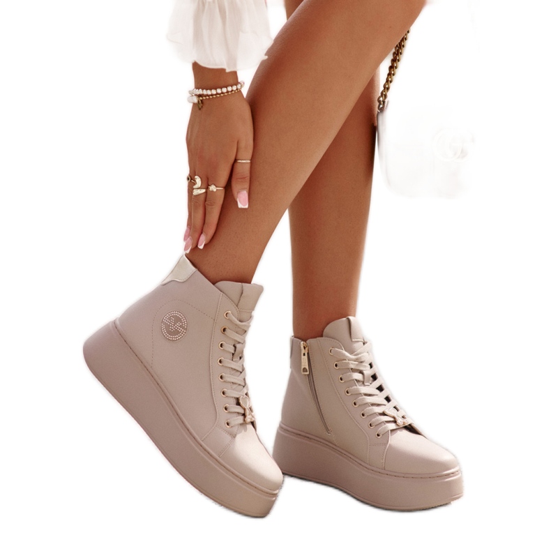 Vinceza Deportivas plataforma mujer beige