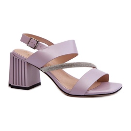 Sandalias tacón mujer violeta púrpura