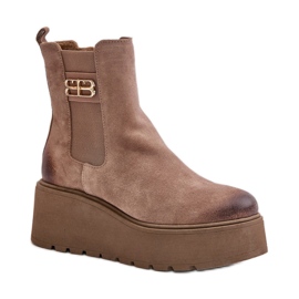Zazoo Botas plataforma mujer Beige