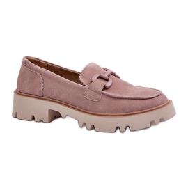 S.Barski Mocasines de mujer de ante rosa rosado