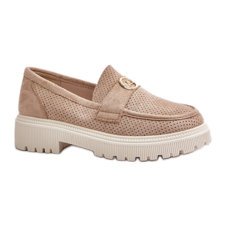 Mocasines mujer plataforma caqui beige