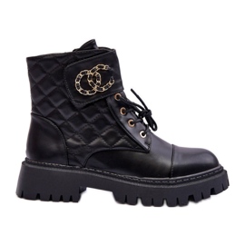 Botines obreros de mujer con adorno Negro