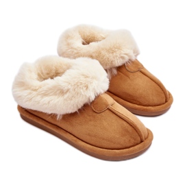 Pantuflas de mujer con pelo Camel marrón