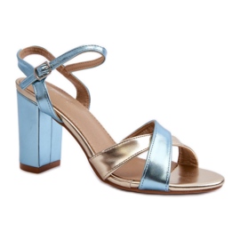 Sandalias de tacón azul/oro