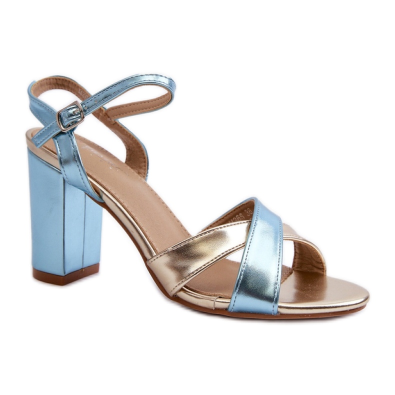 Sandalias de tacón azul/oro